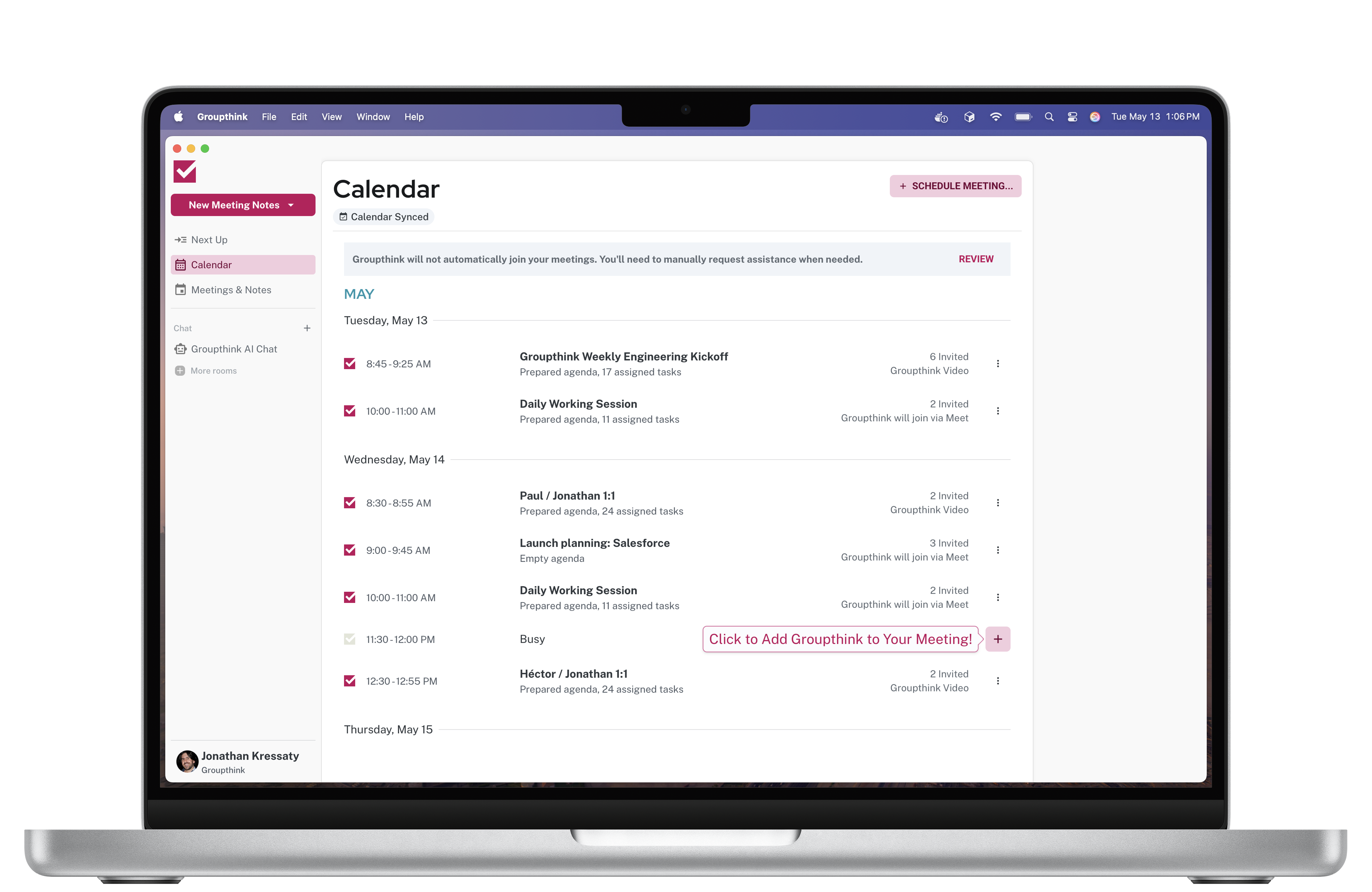 Groupthink Calendar Integration