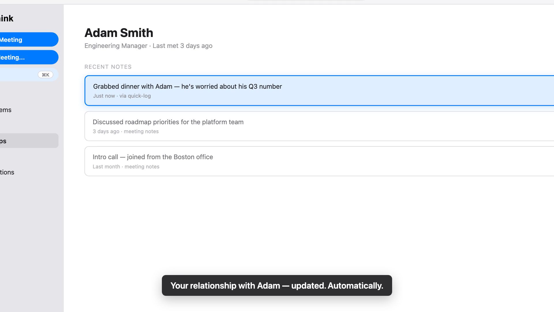The note landing on your relationship with Adam